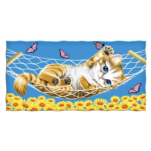 Dawhud Direct Butterflies and Kitten Beach Towel 30 x 60