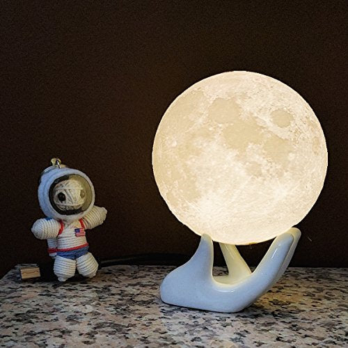 Mydethun Moon Lámpara lunar impresa en 3D de 3,5 pulgadas blanca y amarilla