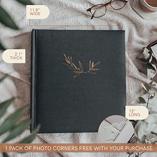 Premium Black Photo Album | Scrapbook Photo Album with Writing Space | 100 Pages for Multiple Photo Sizes, 4x6, 5x7, 6x8, 8x10 | Acid Free Photo Album for Wedding | Graduation Photo Album