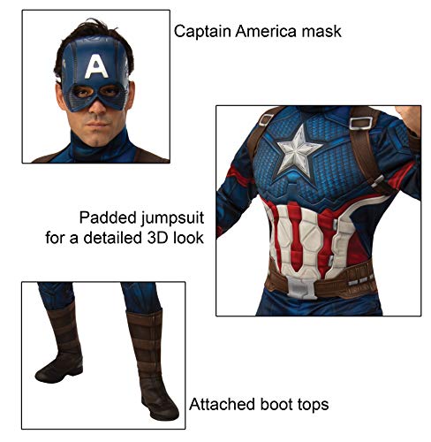 Rubie's mens Marvel: Avengers Endgame Deluxe Captain America and Mask Adult Sized Costumes, As Shown, Extra-Large US