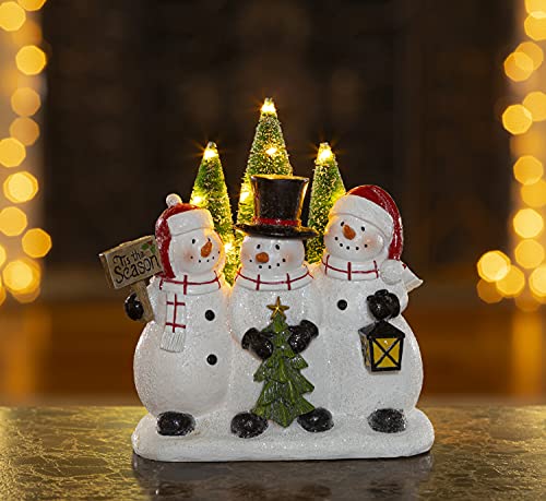 VP Home Christmas Snowman Decor Figurines Resin Snowman Lighted