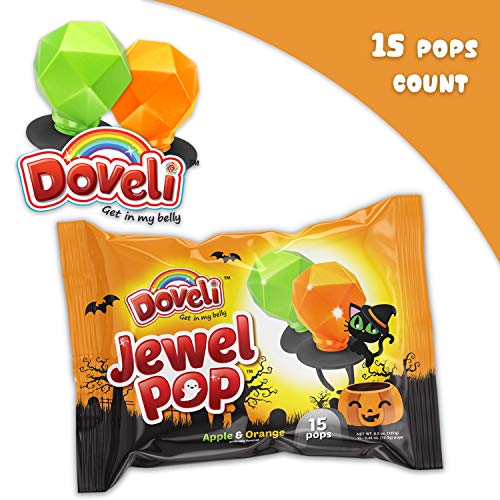 Doveli Jewel Pop Halloween Candy Orange Green Apple Individually Ring 15 Pack