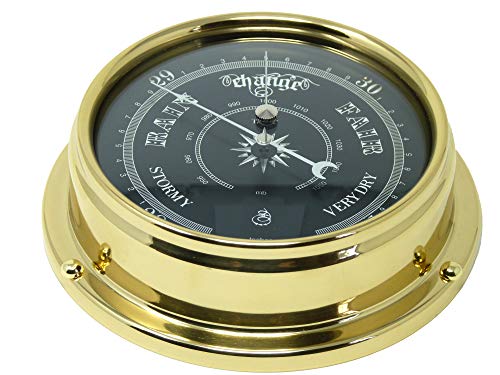 Tabic Prestige Traditional Brass Barometer Black Dial Heavy Brass Case