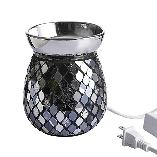 Glass Candle Warmer Electric Wax Melt Decorative Lamp Black Silver