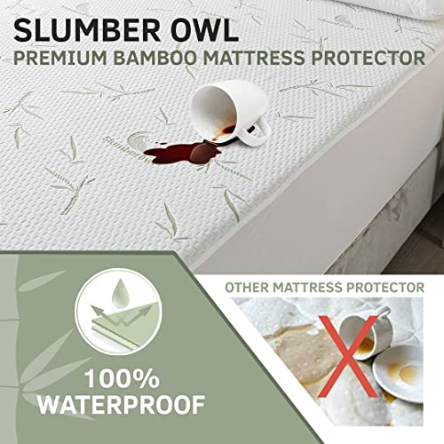 Slumberowl Premium Bamboo Mattress Protector Soft Mattress Cover Queen