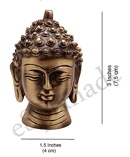 Esplanade Brass Buddha Face Showpiece Buddha Head Home Decor Idol Small Golden