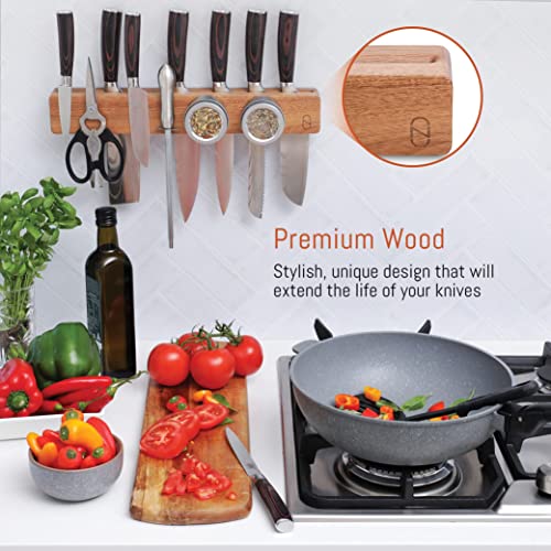 Premium 16 Magnetic Knife Strip Kitchen Wall Holder Double Storage Rack Wood