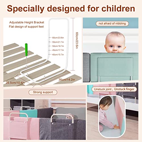 OCBAiLi Bed Rail for Toddlers, 1PC Upgrade Reinforced Bed Guard Rail for Adults, Kids, Twin, Free Combination Children Bed Rail Guard for Full-Size Mattress, Strong Iron Support, Not Falling (Gray)