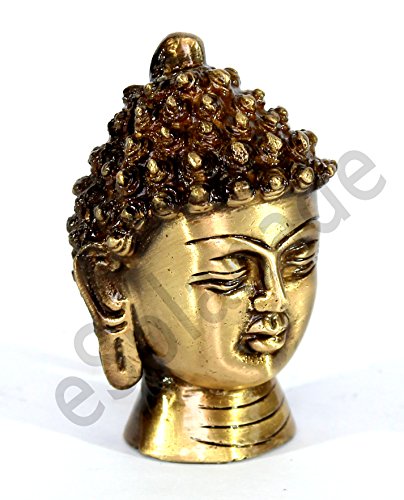 Esplanade Brass Buddha Face Showpiece Buddha Head Home Decor Idol Small Golden