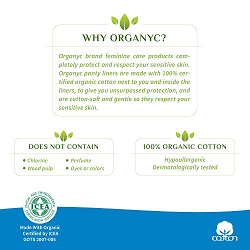 Organyc Hypoallergenic 100% Organic Cotton Pads Day Wings 10 Count Boxes 2 Pack