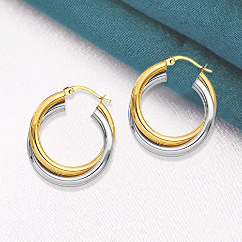 Lecalla Sterling Silver Jewelry Polished Hoop Earrings for Women 28mm