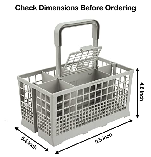 Dishwasher Silverware Basket (9.5 x 5.4 x 4.8 inches) for utensil drying rack dishwasher basket Compatible with most brands (White)