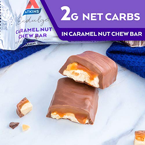 Atkins Endulge Caramel Nut Chew Bar 1g Sugar Fiber Source 5 Count