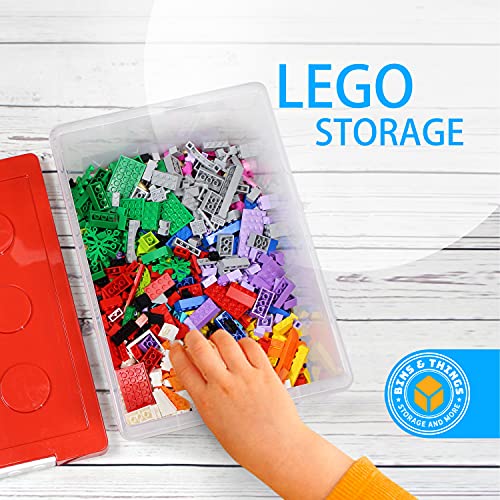 Bins & Things Toy Organizers and Storage / Toy Chest - Set of 2 Large and Small Brick Shaped Kids Storage Organizer for Lego Storage Box, Building Brick Storage, Barbie Dolls, Hot Wheel, Beyblades - Toy Box, Lego Organizers storage