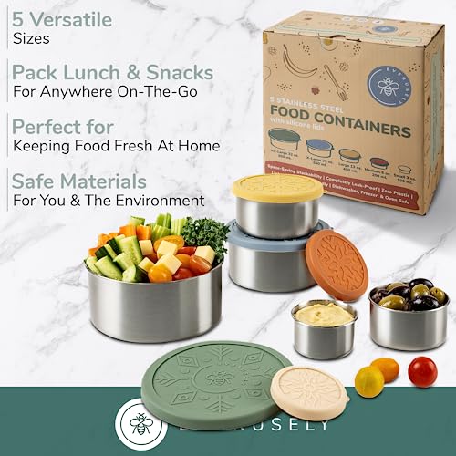 Everusely Stainless Steel Containers with Lids Leakproof Stainless Containers