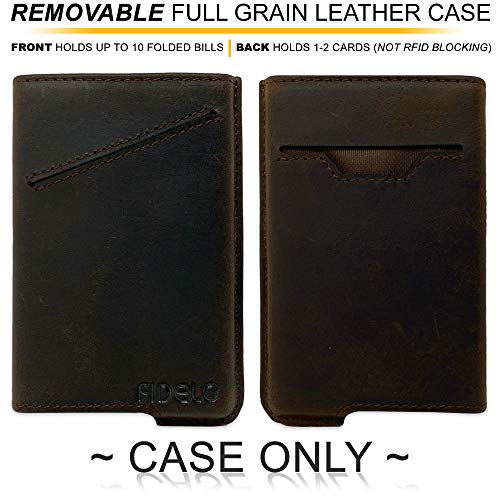 Fidelo Leather Case for Carbon Fiber Pop Up Wallet for Men Case Only Espresso