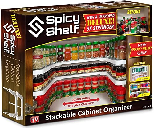 Spicy Shelf Deluxe Spice Rack,Stackable Cabinet Pantry Organizer White