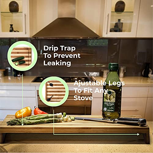 Prosumer's Choice Bamboo Cutting Board | Premium, Sustainable, Stovetop Cover with Juice Grooves For Kitchen and Camping | with Adjustable Legs | 100% Organic Bamboo