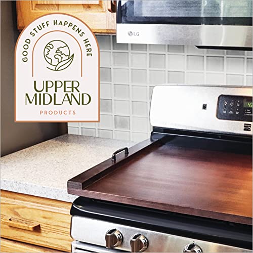 Wood Stove Top Cover Noodle Board, Rustic Farmhouse Tray With Handles, 29.5"L x 22"W x 3.25"Th, Sink Covers For Counter Space, Stove Top Cover For Gas or Electric Stove