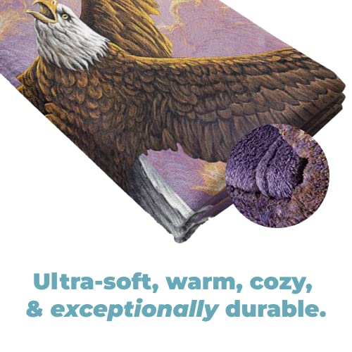 Dawhud Direct Eagle Fleece Blanket for Bed 50x60 Inch Flying Eagle Fleece Throw