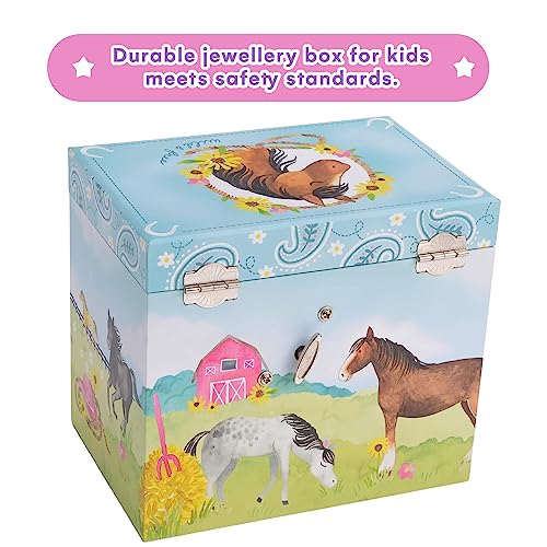 Jewelkeeper Horse Jewellery Storage Music Box & Little Girls Jewellery Set - 3 Horse Gifts for Girls, Musical Jewellery Box, Childrens Jewellery Box, Gifts for Kids