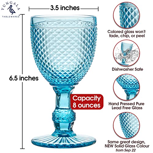 Yungala Blue Wine Glasses set of 4 blue goblets bright aqua wine glasses