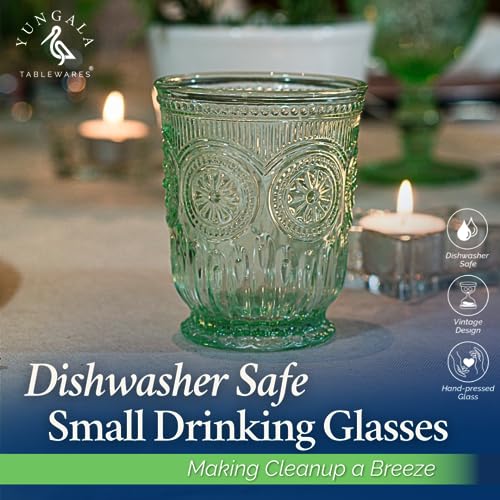 Yungala Green Glassware Set of 6 Green Drinking Glasses Glass Cups Dishwasher Safe