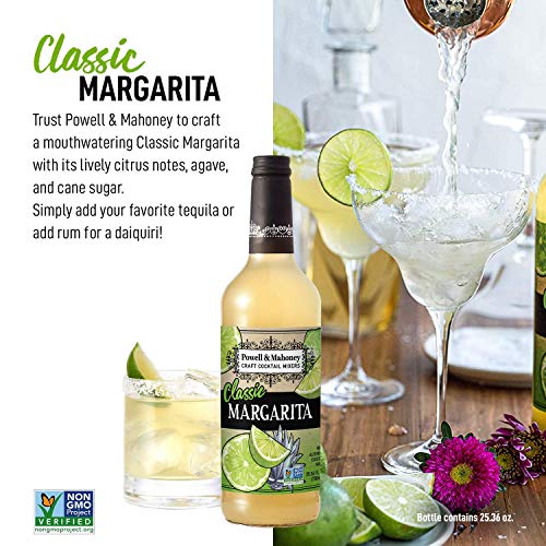 Powell & Mahoney Craft Cocktail Mixers - Classic Margarita - NA Cocktail Mix - Free from Artificial Sweeteners and Flavors - 25.36 oz - Non-GMO