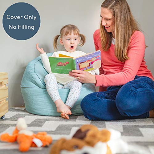 Premium Soft Canvas Kids Bean Bag Chair (Cover Only No Filling), Toddler Bean Bag Chair for Girls or Boys, Toddler Chair (Grey)