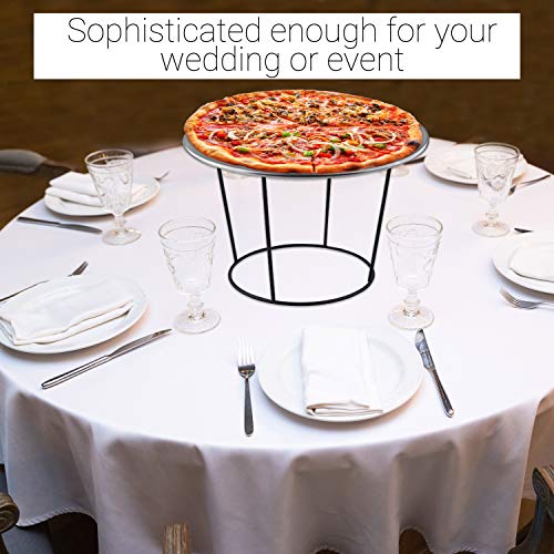 Pizza Accessories Set- 4 Pizza Riser Stands for Tables, 4 Pizza Serving Tray Pans 12 Inch, 4 Pizza Spatula Pie Servers, 1 Pizza Wheel Cutter