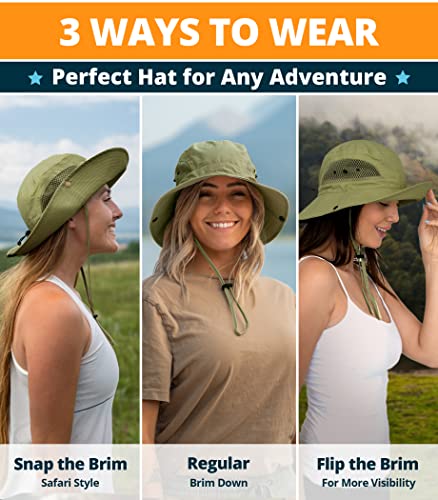 Geartop Fishing Hats For Men And Women Sun Protection Camping Hat Army Green
