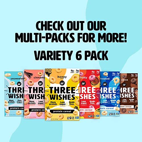 Plant-Based and Vegan Breakfast Cereal by Three Wishes - Cinnamon, 1 Pack - More Protein and Less Sugar Snack - Gluten-Free, Grain-Free - Non-GMO