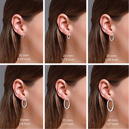 Charmsy 925 Sterling Silver Hoop Earrings Italian 2.5mm for Women 20mm