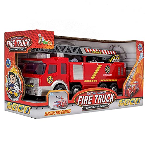 Top Race Fire Engine Truck With Water Pump Spray Rescue Ladder Lights Sirens