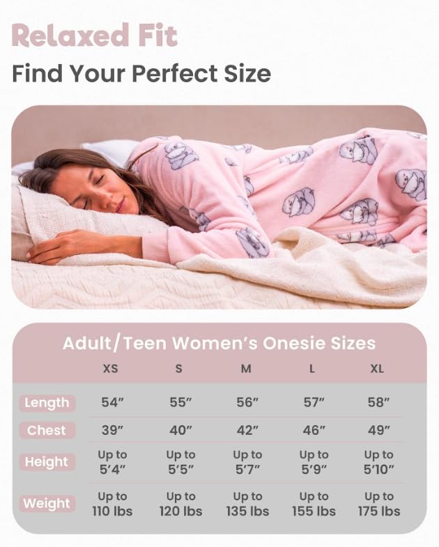 The Big Softy Adult Onesie Pajamas for Women Teen Pjs Pink Sloths Adult Medium