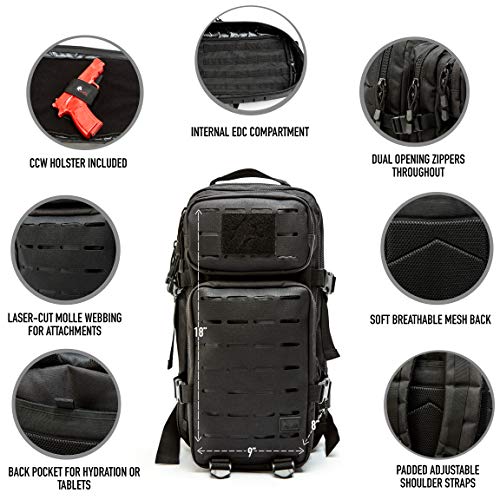 WOLF TACTICAL Molle Backpack Small Tactical Backpack Small Concealed Carry Backpack CCW Backpack Bug Out Bag 24L EDC Daypack