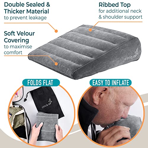 Circa Air Inflatable Wedge Pillow Portable Bed Wedge Sleeping Acid Reflux Gray
