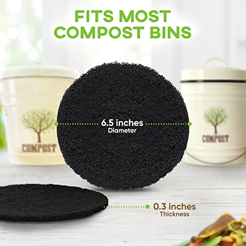 Third Rock Charcoal Filter Replacements for Kitchen Compost Bin - 12 Pack - 6.5 inches in Diameter | Designed to Fit 1.3 Gallon Third Rock Compost Bin | Premium Extra Thick Filters | 3 Years Supply