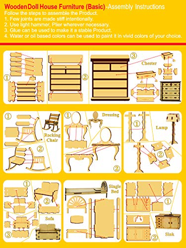 StonKraft Wooden 3D Puzzle Doll House - Home Decor, Construction Toy, Modeling Kit, School Project - Easy to Assemble (Doll House with Furniture)