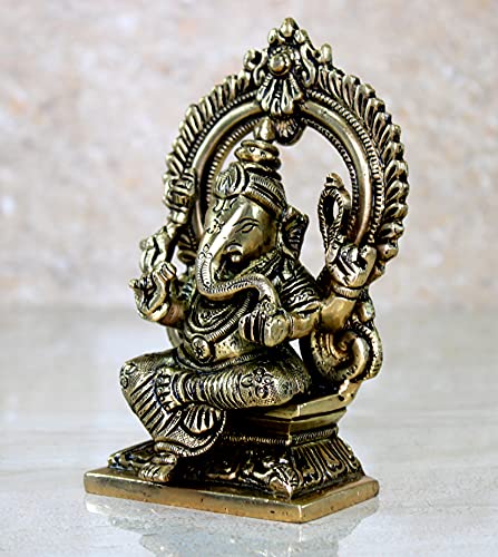 eSplanade Brass Ganesh Ganesha Ganpati Vinayak Showpiece Murti Idol Statue Sculpture - 5.75" Inches