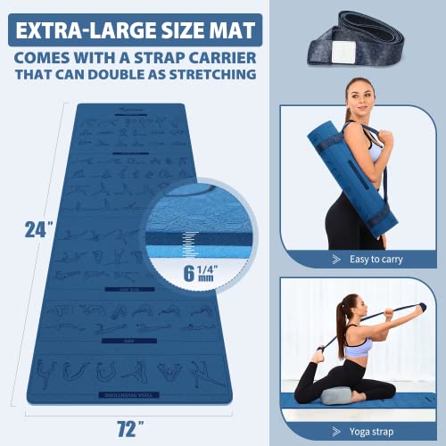 Instructional Yoga Mats with 150 Fade-proof Poses Printed on It for Beginners