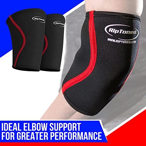 Elbow Sleeve (1) - By Rip Toned Compression Support Brace for Weightlifting, Powerlifting, Xfit, Strength Training, Pain, Men & Women (XL)