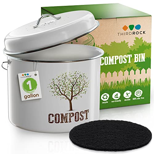 Third Rock Kitchen Compost Bin Countertop 1.0 Gallon Small Compost Bin