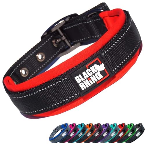 Black Rhino the Comfort Collar Ultra Dog Collar for All Breeds XLarge Red Black