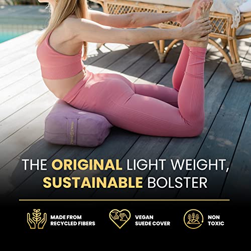 AJNA Yoga Bolster Pillow Luxurious 100% Organic Vegan Suede Amethyst