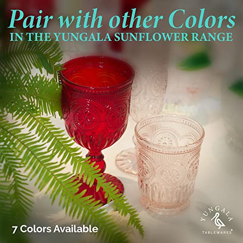 Yungala Red Wine Glasses Set of 6 Vintage Dishwasher Safe Sunflower Party