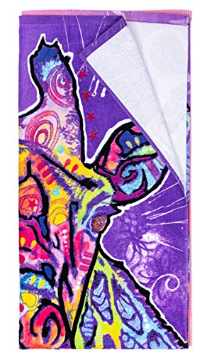 Dawhud Direct Colorful Giraffe Beach Towel 30 x 60 Dean Russo Giraffe