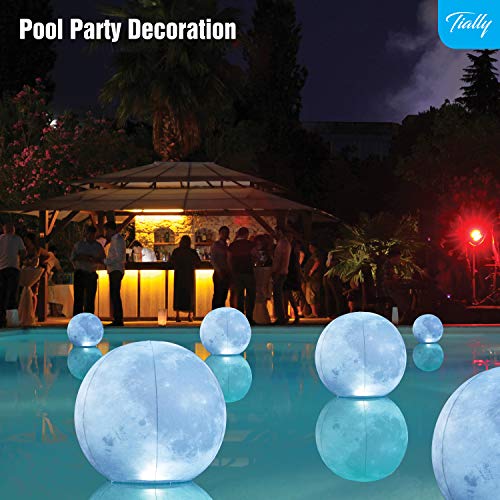 4 Pack Full Moon Floating Pool Lights Solar Powered 14 Inch Pool Lights Float