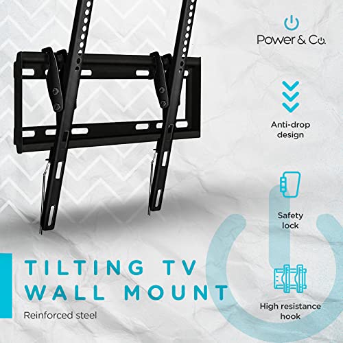 Power & Co TV Wall Mount Tilt 14 Degree Anti-Glare Full Motion Articulating Bracket