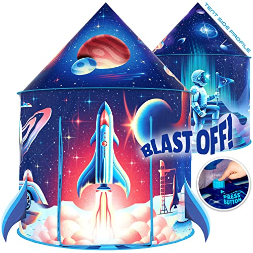 Rocket Ship Play Tent with Blast Off Button - Rocket Tent